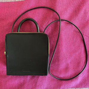 Building Block Black Leather Box Bag